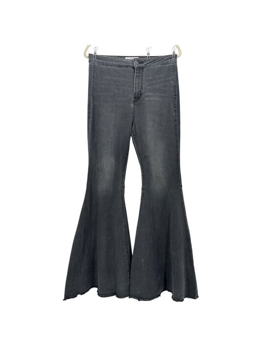 Free People Denim - Free People Womens 29 Jeans We The Free Float On Flare Distressed Black Raw Hem